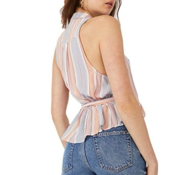 FREE PEOPLE MACKENZIE WRAP TOP in Ivory Combo $78 Size XS *fits medium - Picture 3 of 4